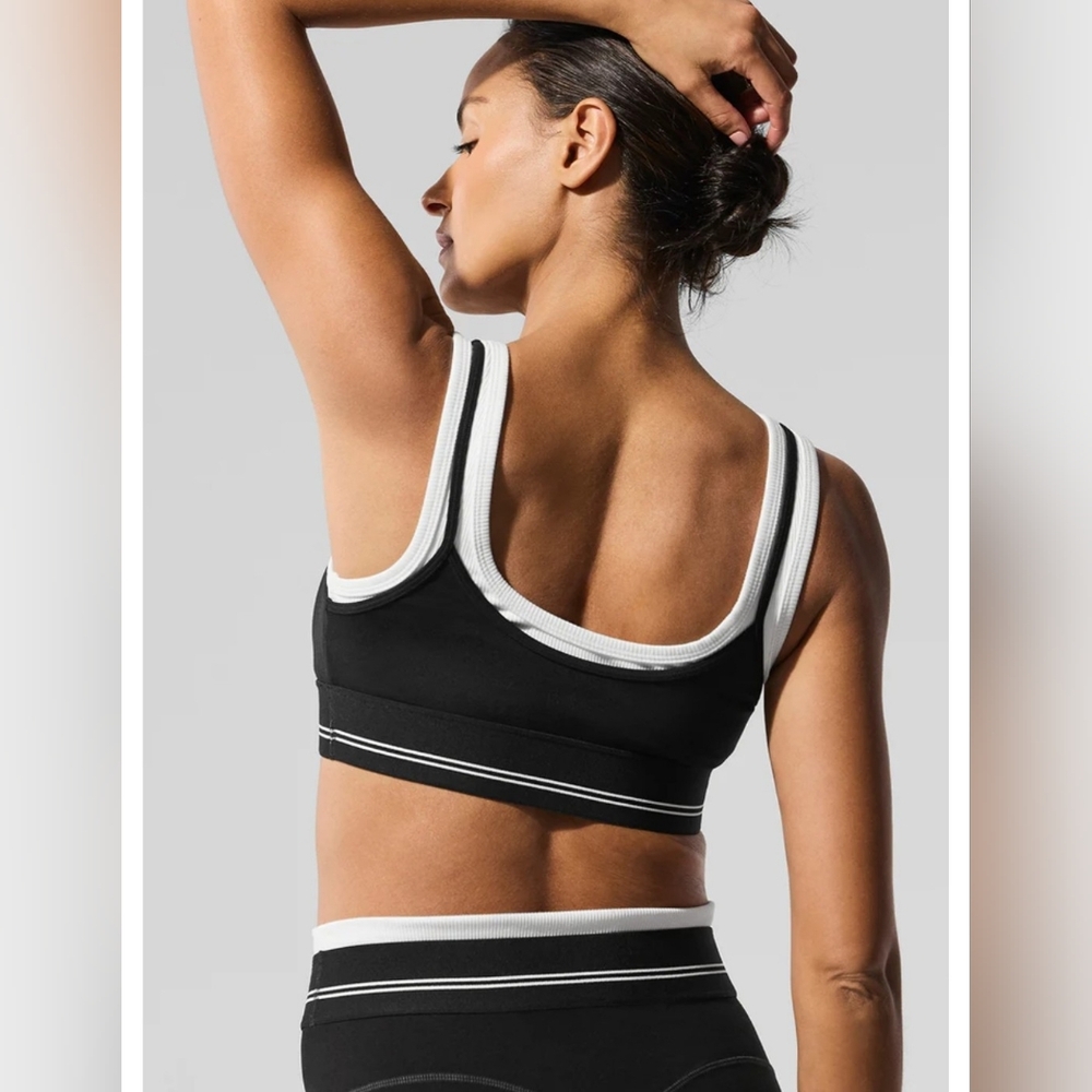 Alo FIRE! NWT! Airbrush Better Together Bra in Black/White. Sz XXS. R2S!! - Picture 4 of 13